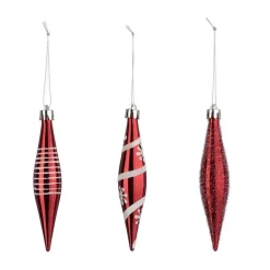 RETIF Lot De 3 Boules De Noel Forme Glacons Pailletes Rouge Sale