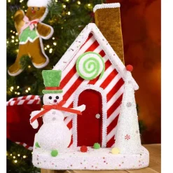 RETIF Maison De Noel Candy Avec Bonhomme De Neige 30X25X34Cm Clearance
