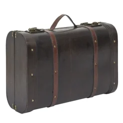 RETIF Malles Vintage En Bois Et Cuir Marron 48X31X16,5 + 53X38X20Cm Fashion
