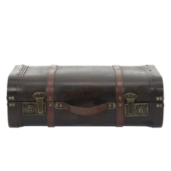 RETIF Malles Vintage En Bois Et Cuir Marron 48X31X16,5 + 53X38X20Cm Fashion