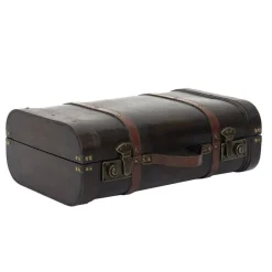 RETIF Malles Vintage En Bois Et Cuir Marron 48X31X16,5 + 53X38X20Cm Fashion