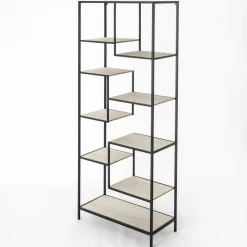 RETIF Meuble Etagere En Metal Et Bois 70X32X170Cm Fashion