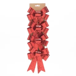 RETIF Noeuds Rouges Glitter L 13,5 X H 17 Cm - Par 4 Cheap