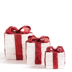 RETIF Paquets Cadeaux Blancs Et Noeuds Rouge 15X18 + 20X24 + 25X28 Cm Fashion