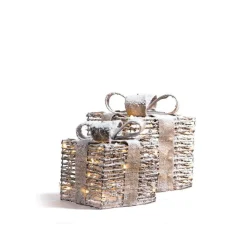RETIF Paquets Cadeaux Enneiges Lumineux L 20 X H 24 Cm + L 25 X H 30 Cm - Par 2 Store