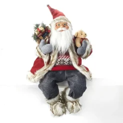RETIF Pere Noel Assis Avec Ourson H 60 Cm Fashion