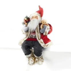 RETIF Pere Noel Assis Avec Ourson H 60 Cm Fashion