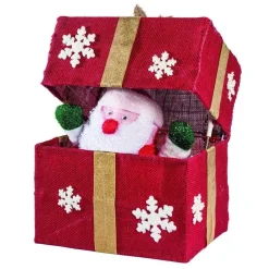 RETIF Pere Noel Automate Dans Paquet Cadeau Rouge 18 Leds 28.5X20X36.5Cm Sale