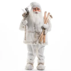 RETIF Pere Noel Blanc Avec Hotte Et Skis H 90 Cm Best