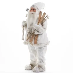 RETIF Pere Noel Blanc Avec Hotte Et Skis H 90 Cm Best