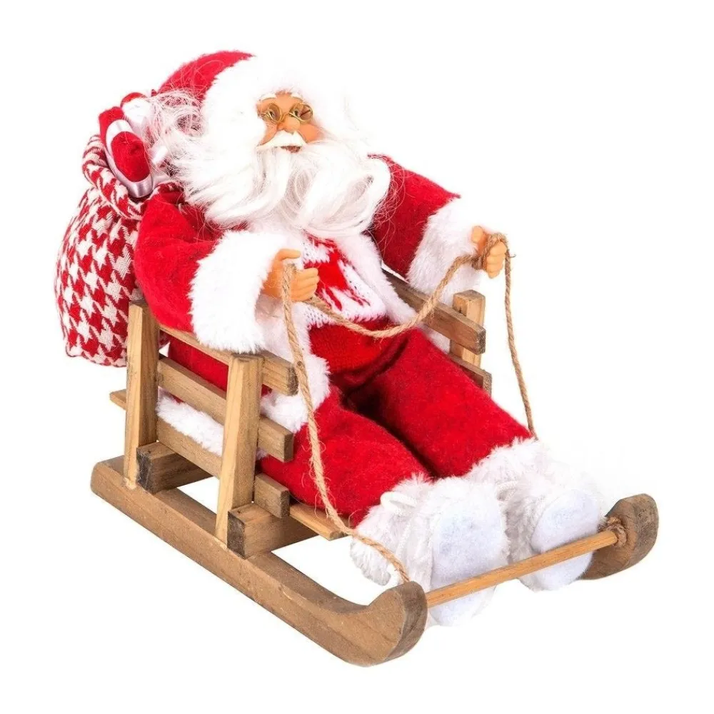 RETIF Pere Noel En Habit Traditionnel Rouge Et Blanc Sur Sa Luge 26X26X15Cm Fashion