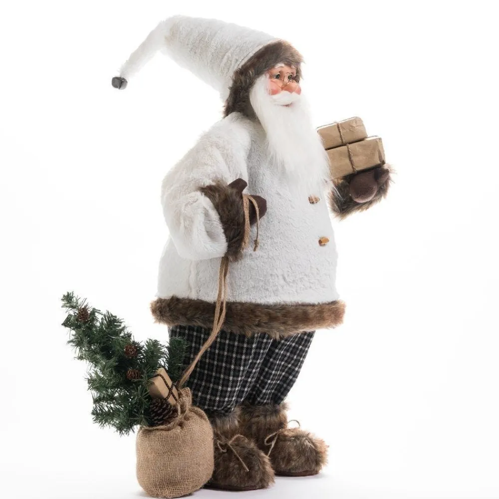 RETIF Pere Noel Manteau Blanc Et Pantalon A Carreaux H 79 Cm Store