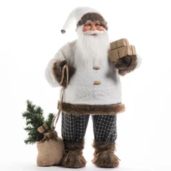 RETIF Pere Noel Manteau Blanc Et Pantalon A Carreaux H 79 Cm Store