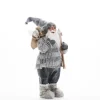 RETIF Pere Noel Pull Gris H 60 Cm Avec Hotte, Lanterne Et Skis Hot
