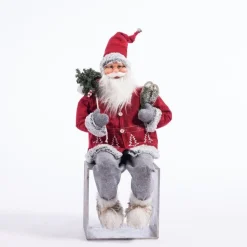 RETIF Pere Noel Rouge Assis Avec Hotte Et Raquettes H 90 Cm Flash Sale