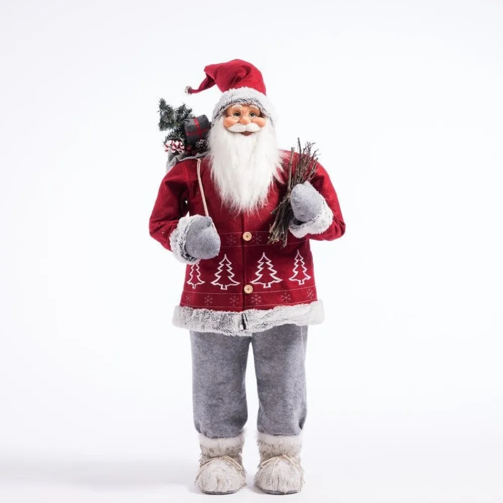 RETIF Pere Noel Rouge Avec Hotte Et Fagot H 115 Cm Flash Sale