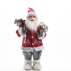 RETIF Pere Noel Rouge Avec Hotte Et Raquettes H 60 Cm New