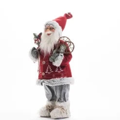 RETIF Pere Noel Rouge Avec Hotte Et Raquettes H 60 Cm New