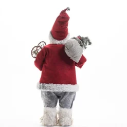 RETIF Pere Noel Rouge Avec Hotte Et Raquettes H 60 Cm New