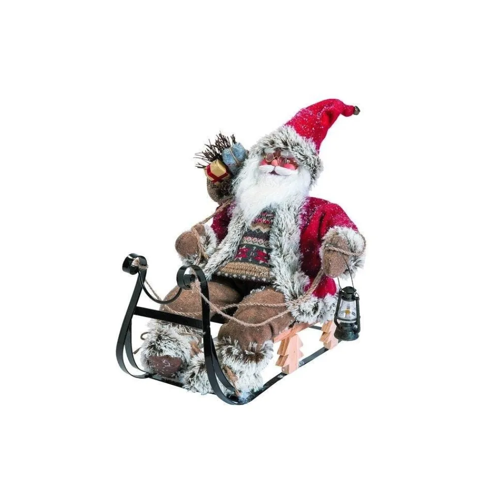 RETIF Pere Noel Rouge Sur Traineau L40 X P25 X H33Cm Fashion