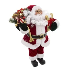 RETIF Pere Noel Traditionnel En Velours Rouge Et Fourrure Blanche H45Cm New