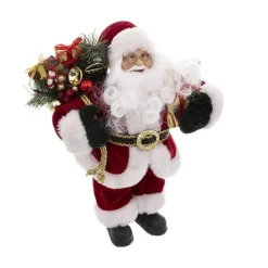 RETIF Pere Noel Traditionnel En Velours Rouge Et Fourrure Blanche H30Cm Hot