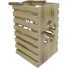 RETIF Photophore En Bois Decoupe Flocon L 18,7 X P 18,7 X H 30 Cm Store