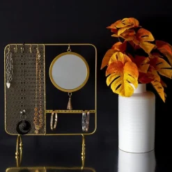 RETIF Porte Bijoux Metal Or Avec Miroir Suspendu Shop