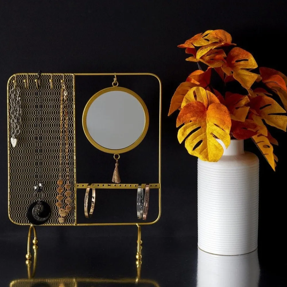 RETIF Porte Bijoux Metal Or Avec Miroir Suspendu Shop