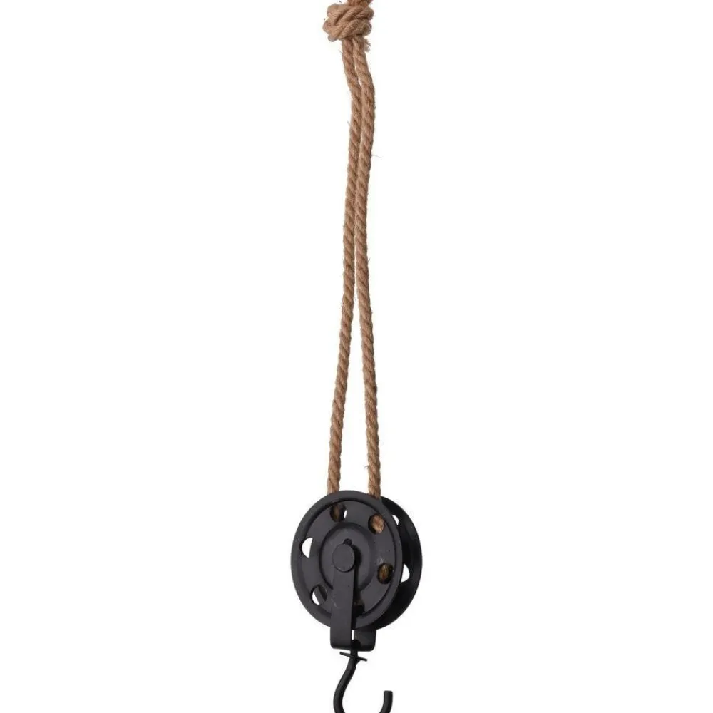 RETIF Poulie En Metal Noir Avec Crochet Et Corde De Longueur 56Cm Shop