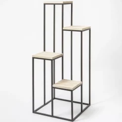 RETIF Presentoir Metal Avec 4 Tablettes En Bois Carrees 51X50X125Cm Sale