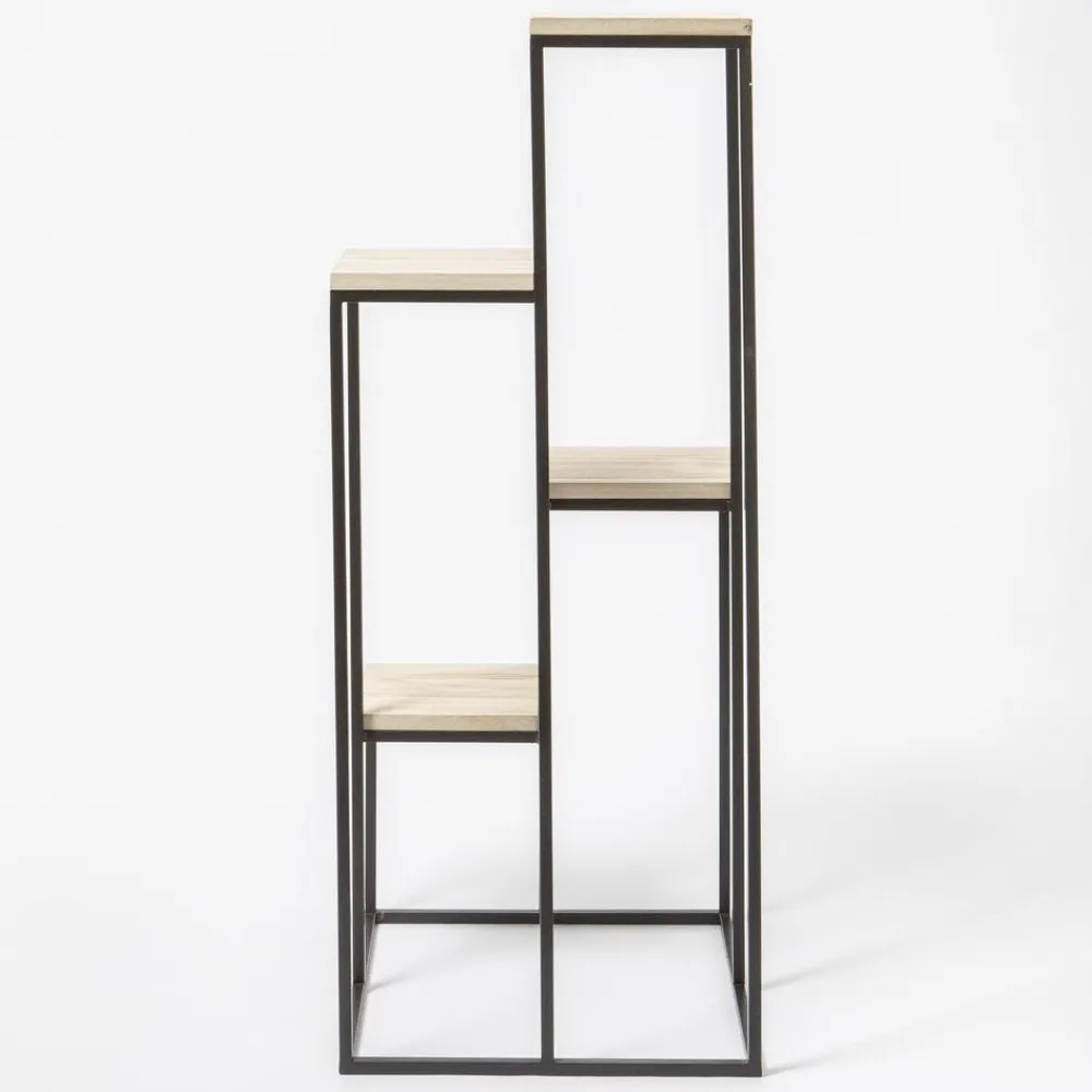 RETIF Presentoir Metal Avec 4 Tablettes En Bois Carrees 51X50X125Cm Sale