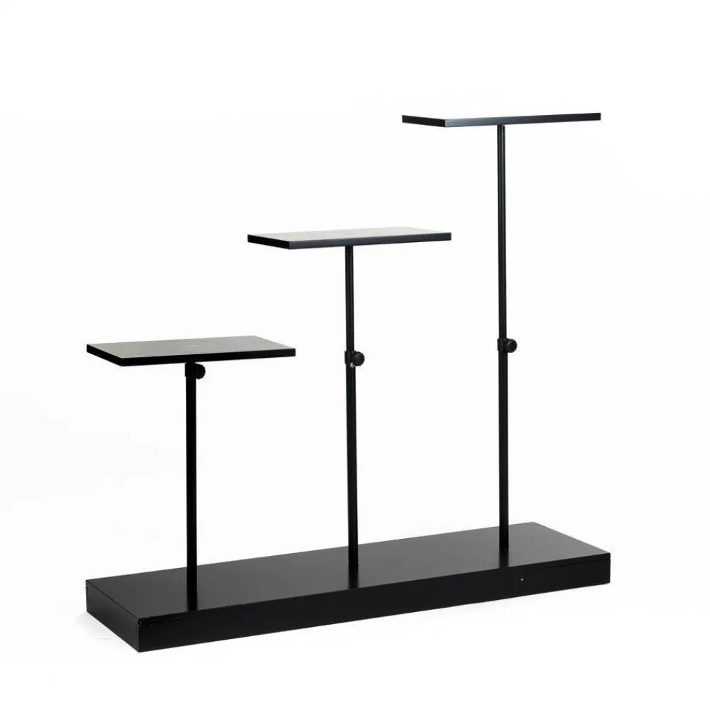 RETIF Presentoir Metal Noir 3 Tablettes Sur Pied Reglable En Hauteur De 50>90 Cm Clearance