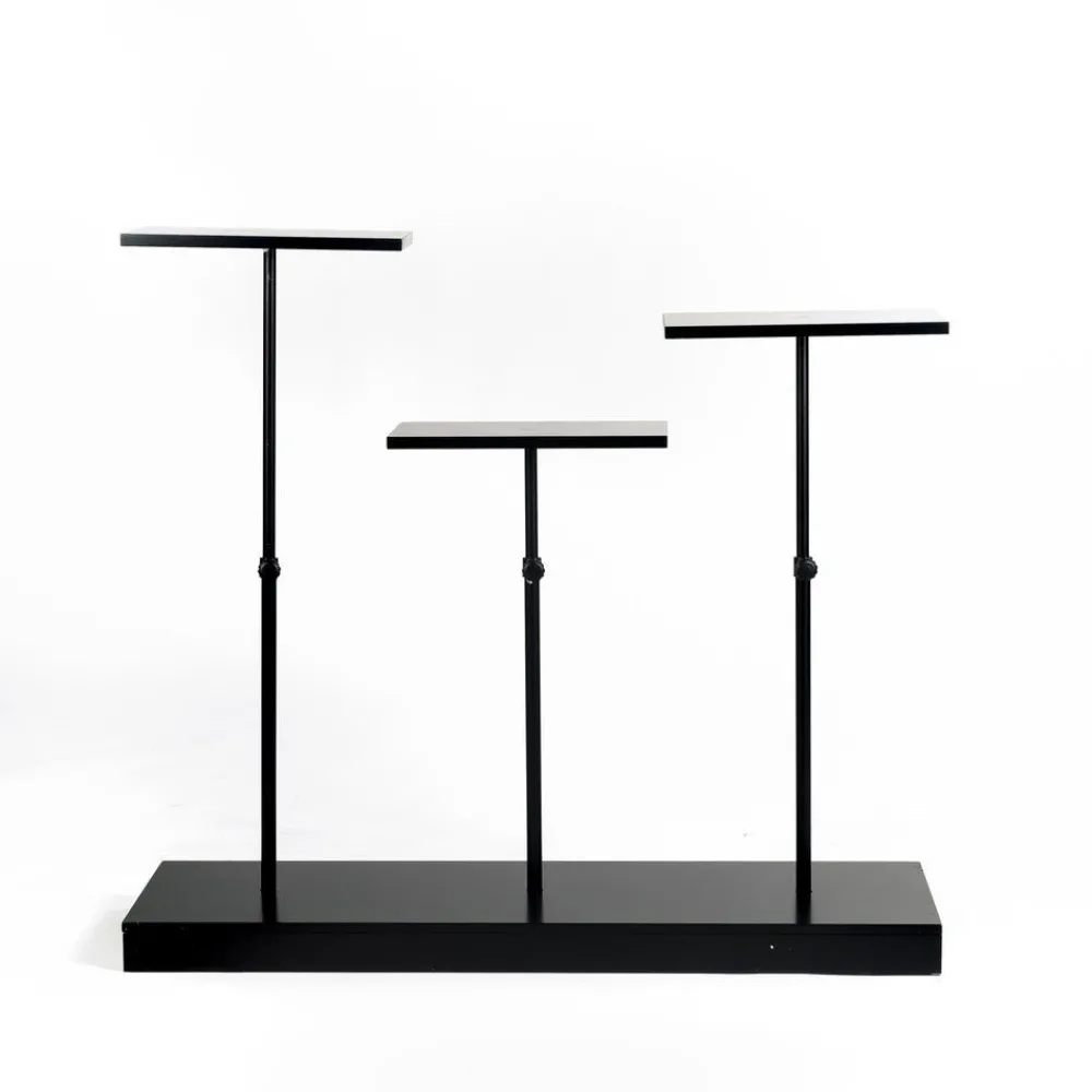 RETIF Presentoir Metal Noir 3 Tablettes Sur Pied Reglable En Hauteur De 50>90 Cm Clearance
