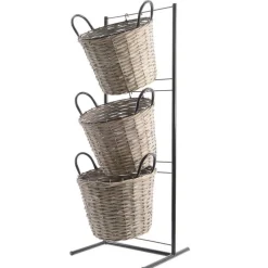 RETIF Presentoir Metallique Avec 3 Paniers En Rattan 41X37Xh116Cm Hot