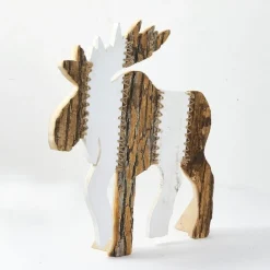 RETIF Renne En Bois Bicolore A Poser L 55,5 X H 61,5 Cm Discount
