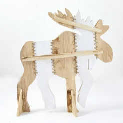RETIF Renne En Bois Bicolore A Poser L 55,5 X H 61,5 Cm Discount