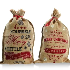 RETIF Sac Cadeau En Jute Avec Texte 48X80Cm - 2 Modeles Possibles Fashion