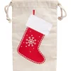 RETIF Sac En Coton Botte Rouge De Noel Avec Cordon - 12.5X21 Cm - Par 600 New