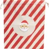 RETIF Sac En Coton Raye Rouge Et Tete De Pere-Noel Avec Cordon - 30X38 Cm - Par 300 Online
