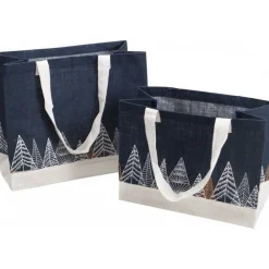 RETIF Sac Jute Deco Sapins Bleus - 42X19X35 Cm- Par 50 Clearance