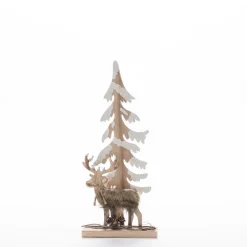 RETIF Sapin & Cerf Bois Enneige H.29Cm Cheap