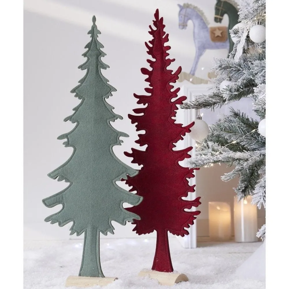 RETIF Sapin Bois Et Feutrine H60Cm 2 Coloris Possibles Rouge/Vert Online