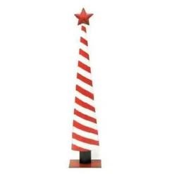 RETIF Sapin De Noel A Rayure En Metal - Rouge 1 Blanc - 14X9X66 Cm New