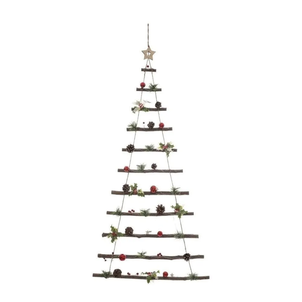 RETIF Sapin De Noel A Suspendre Lumineux A Led Avec Deco Rouge Et Verte H120Cm Hot