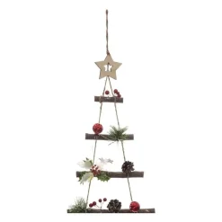 RETIF Sapin De Noel A Suspendre Lumineux A Led Avec Deco Rouge Et Verte H120Cm Hot