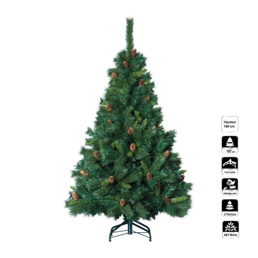 RETIF Sapin De Noel Artificiel Vert Avec Pomme De Pin H180Cm New