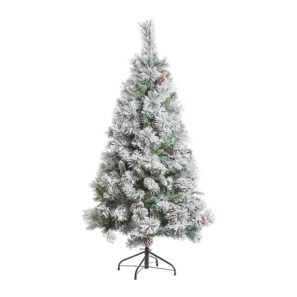 RETIF Sapin De Noel Artificiel Vert Floque Enneige Et Pommes De Pin H150Cm Fashion