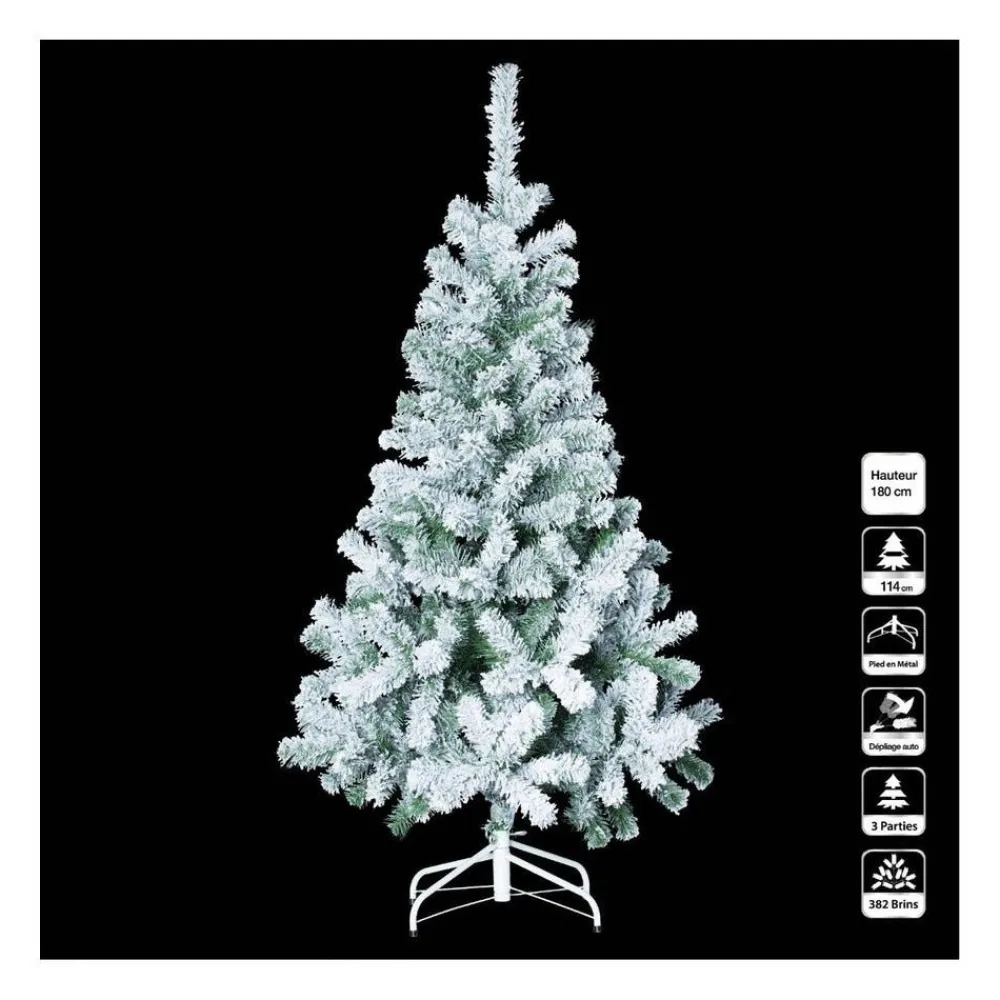 RETIF Sapin De Noel Artificiel Vert Enneige H180Cm Collection Floque Fashion