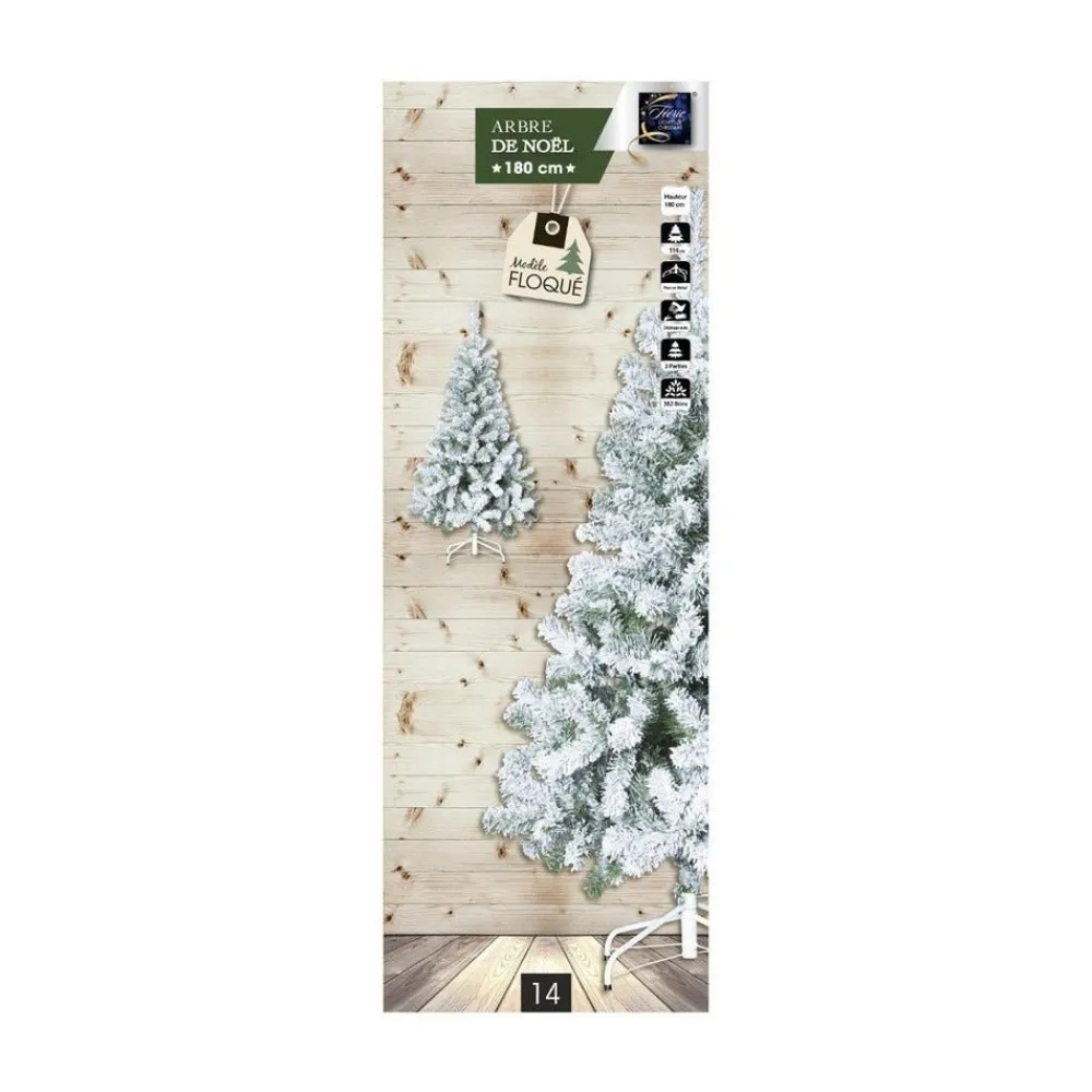 RETIF Sapin De Noel Artificiel Vert Enneige H180Cm Collection Floque Fashion